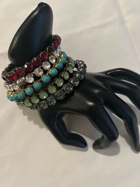 Plunder Stack of Red, Clear, Turquoise & Light Green Magnetic Bracelets